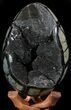 Septarian Dragon Egg Geode - Black Crystals #55712-2